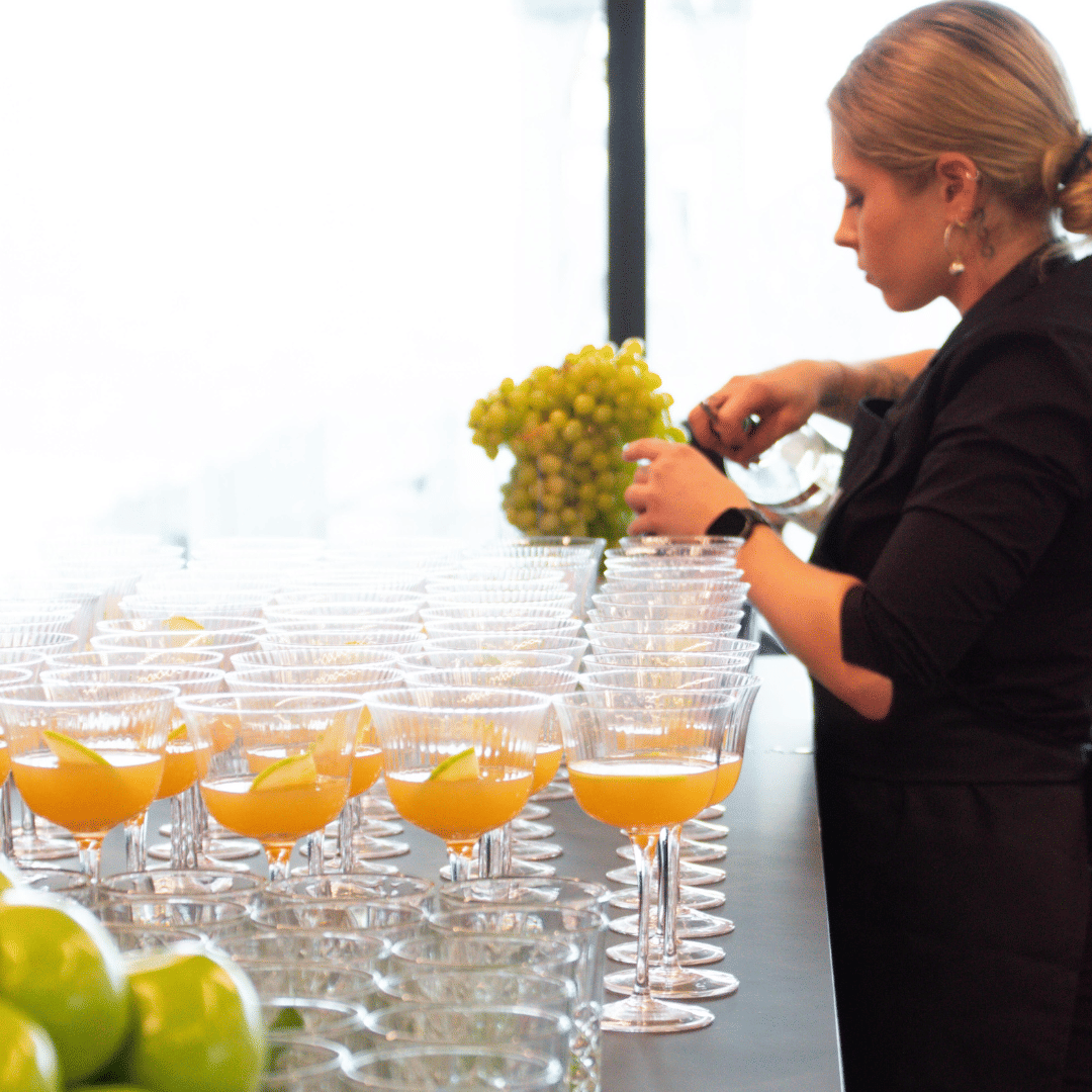Professional beverage service with cocktail preparation