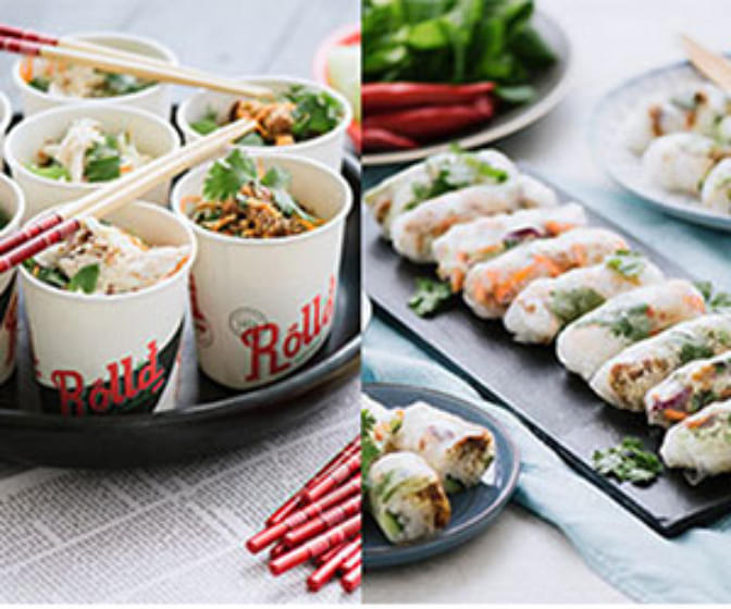 Mini Bowls and Mini Rice Paper Rolls - Serves Up to 8