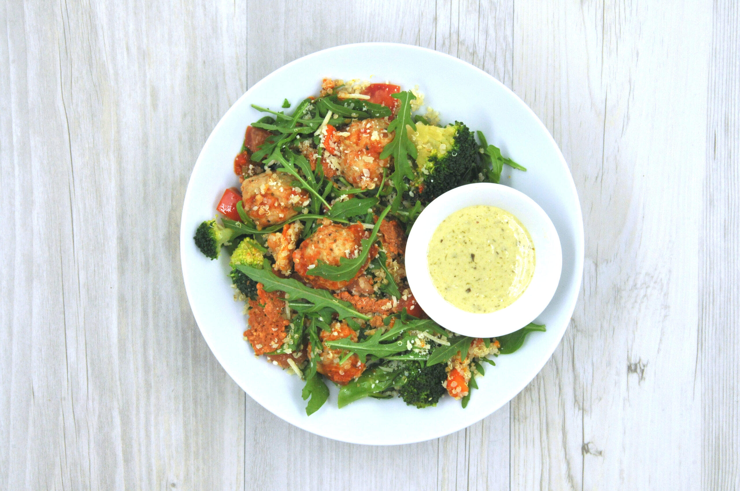 Warm Chicken Meatball Salad