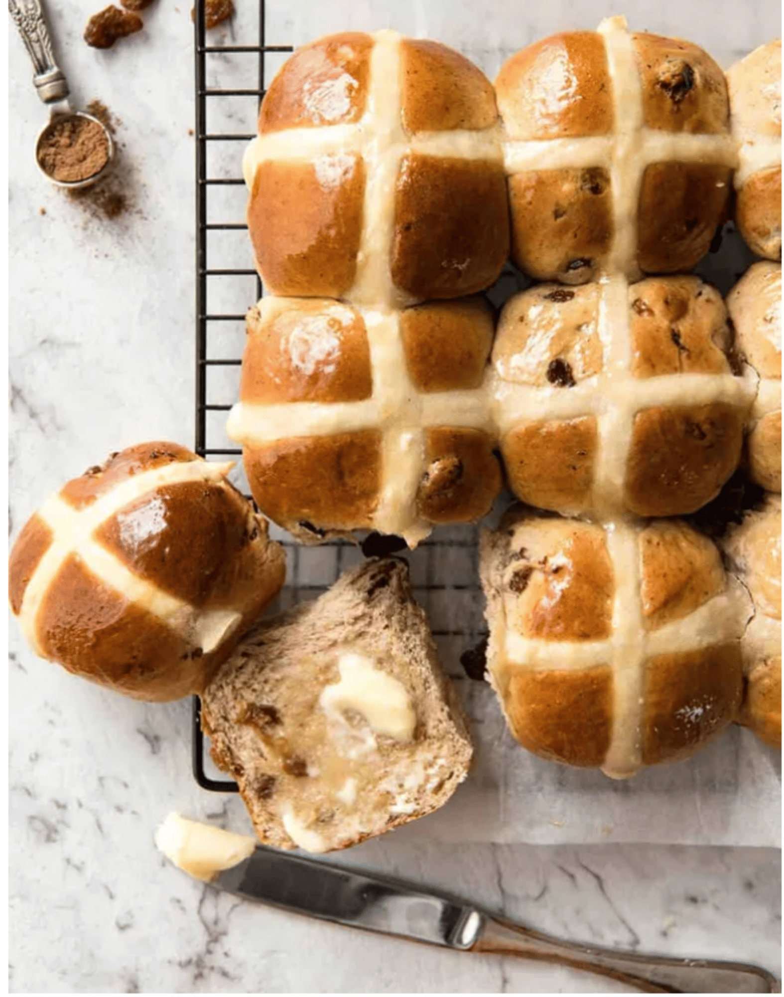 Hot Cross Buns with Butter