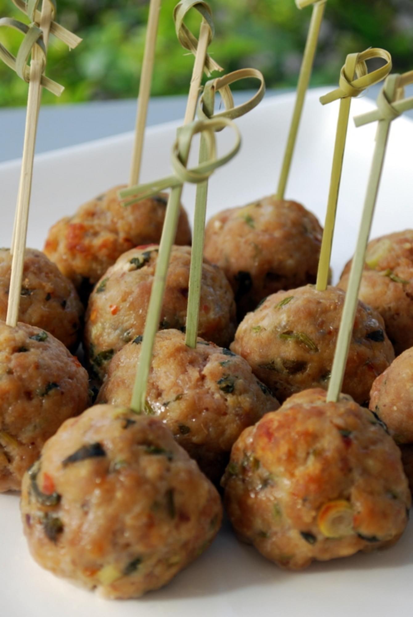 Asian Spiced Pork Balls with Plum Dipping Sauce