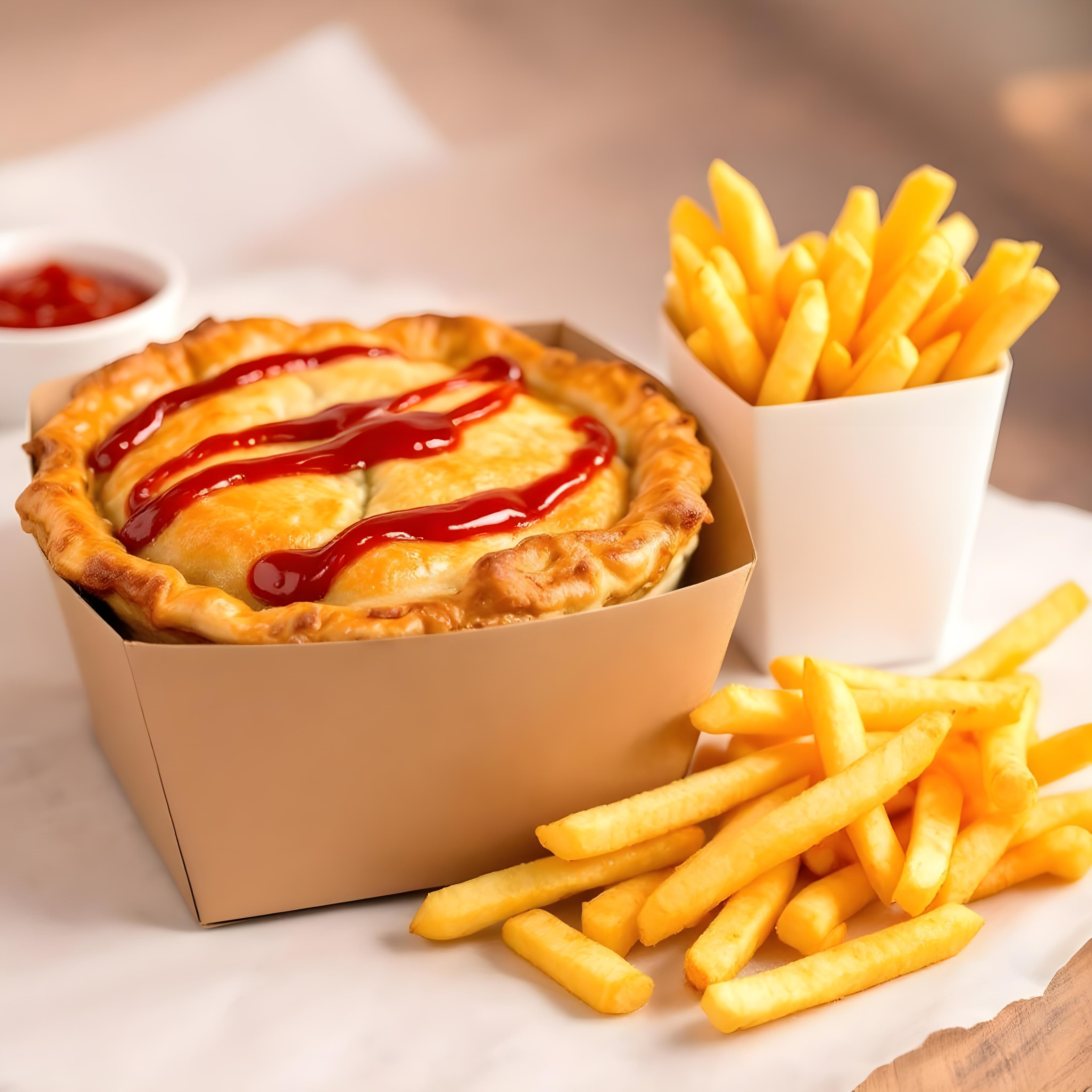 Gourmet Chicken & Mushroom Pie with Chips