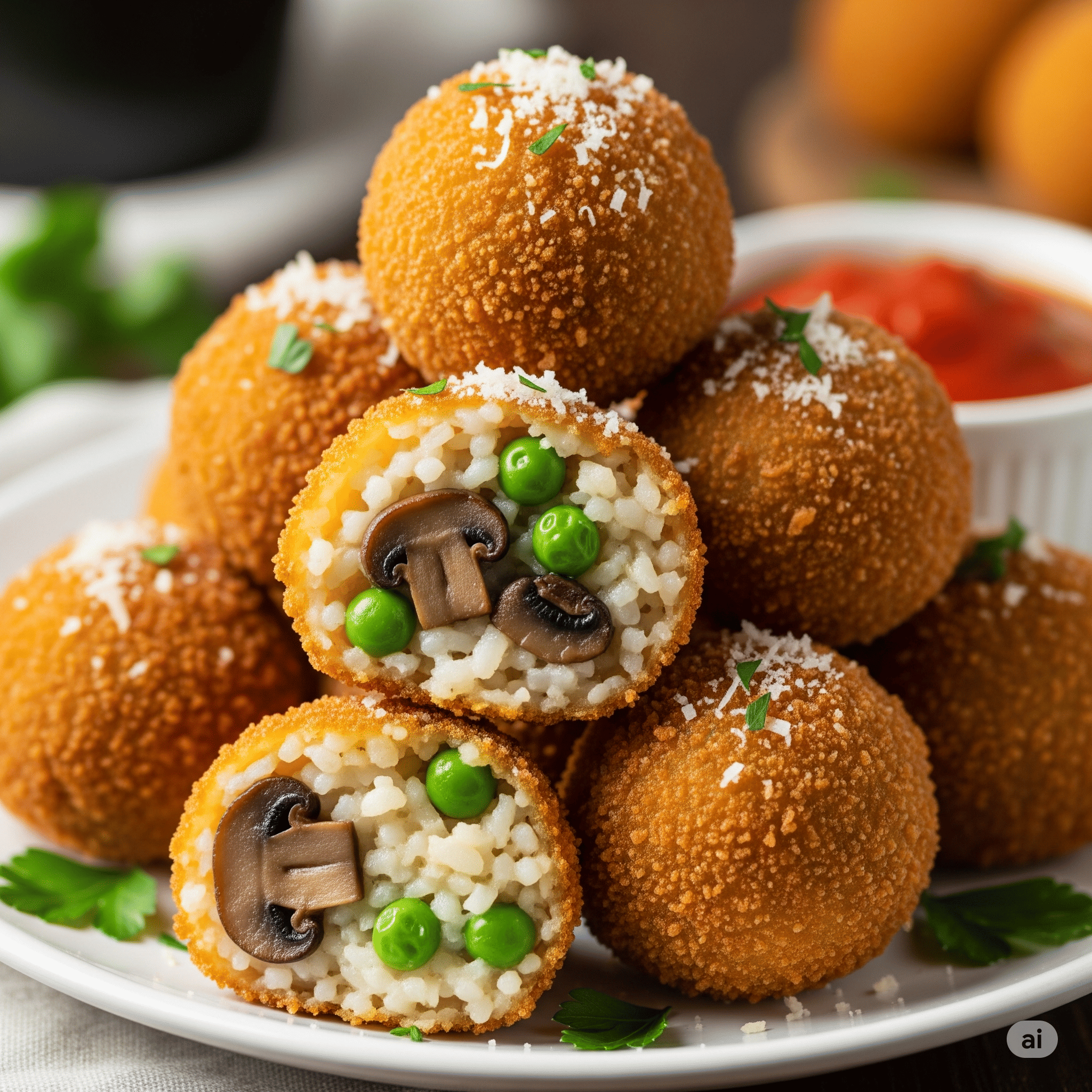 Mini Mushroom & Peas Arancini