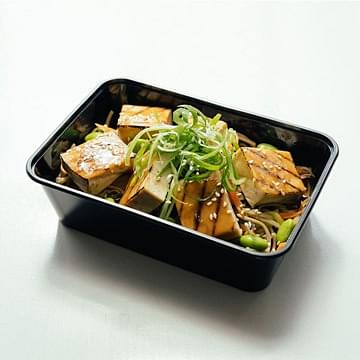 Miso Glaze Tofu & Japanese Soba Noodle with Asian vegetables - At Home Meal