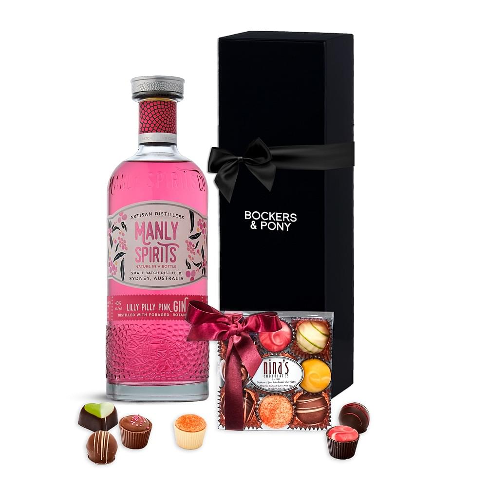 Manly Spirits Lilly Pilly Pink Gin + Nina'S Belgian Chocolates