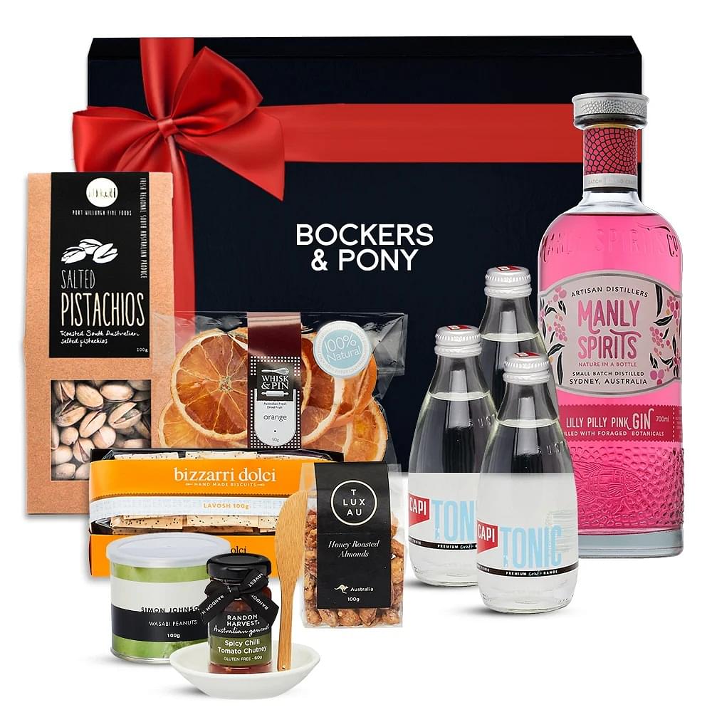 Gin & Tonic Gift Hamper And Manly Spirits Lilly Pilly Pink Gin