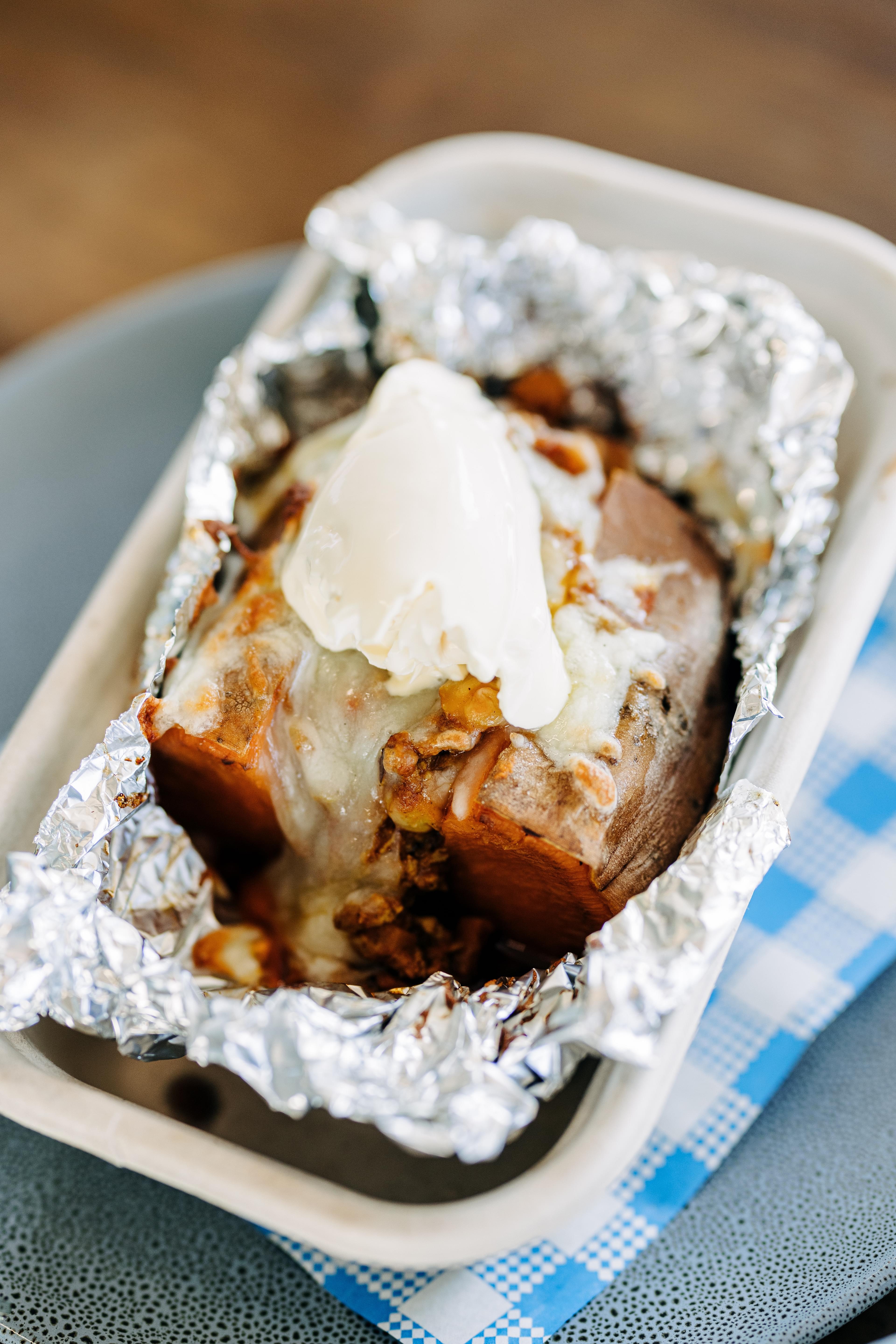 Baked Sweet Potato with Chilli Con Carne