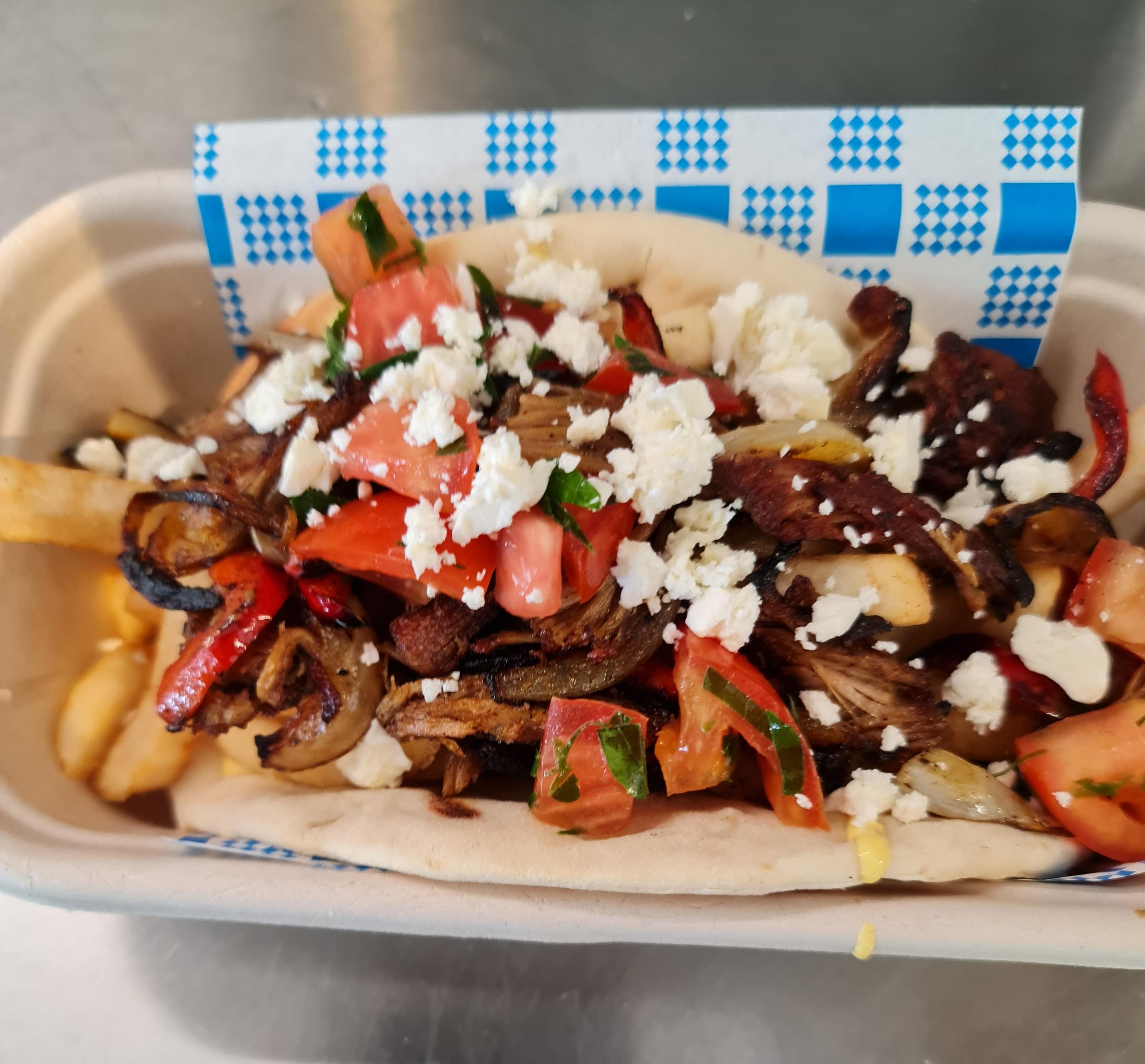Lamb Gyros with Chips, Tomato & Fetta