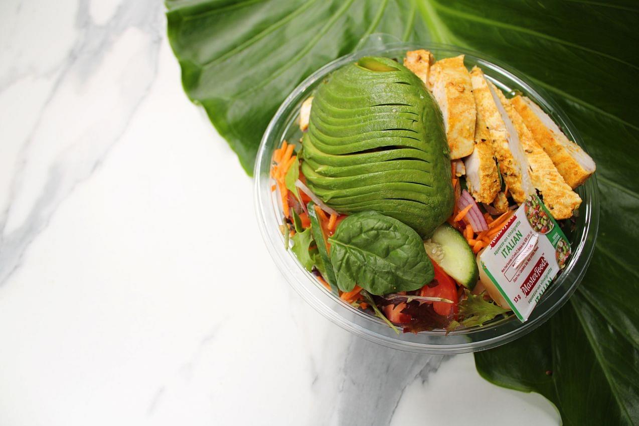 Garden Salad, Avocado & Moroccan Chicken