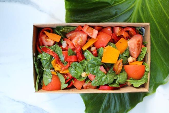 Roast Pumpkin, Baby Spinach, Diced Tomato, Chickpea & Capsicum Platter