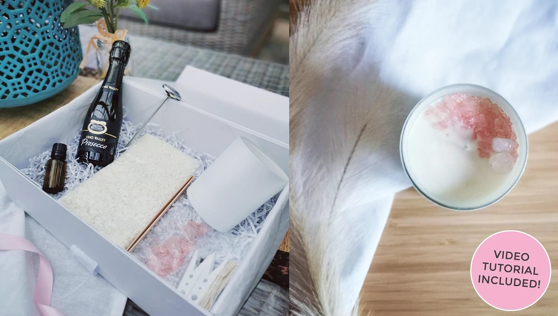 Rose Quartz Soy Candle - Craft Gift Box + Video Tutorial