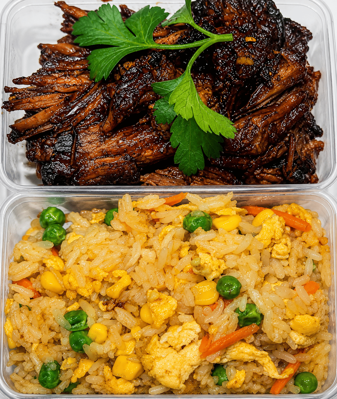 Pulled Beef Ribs with Egg Fried Rice