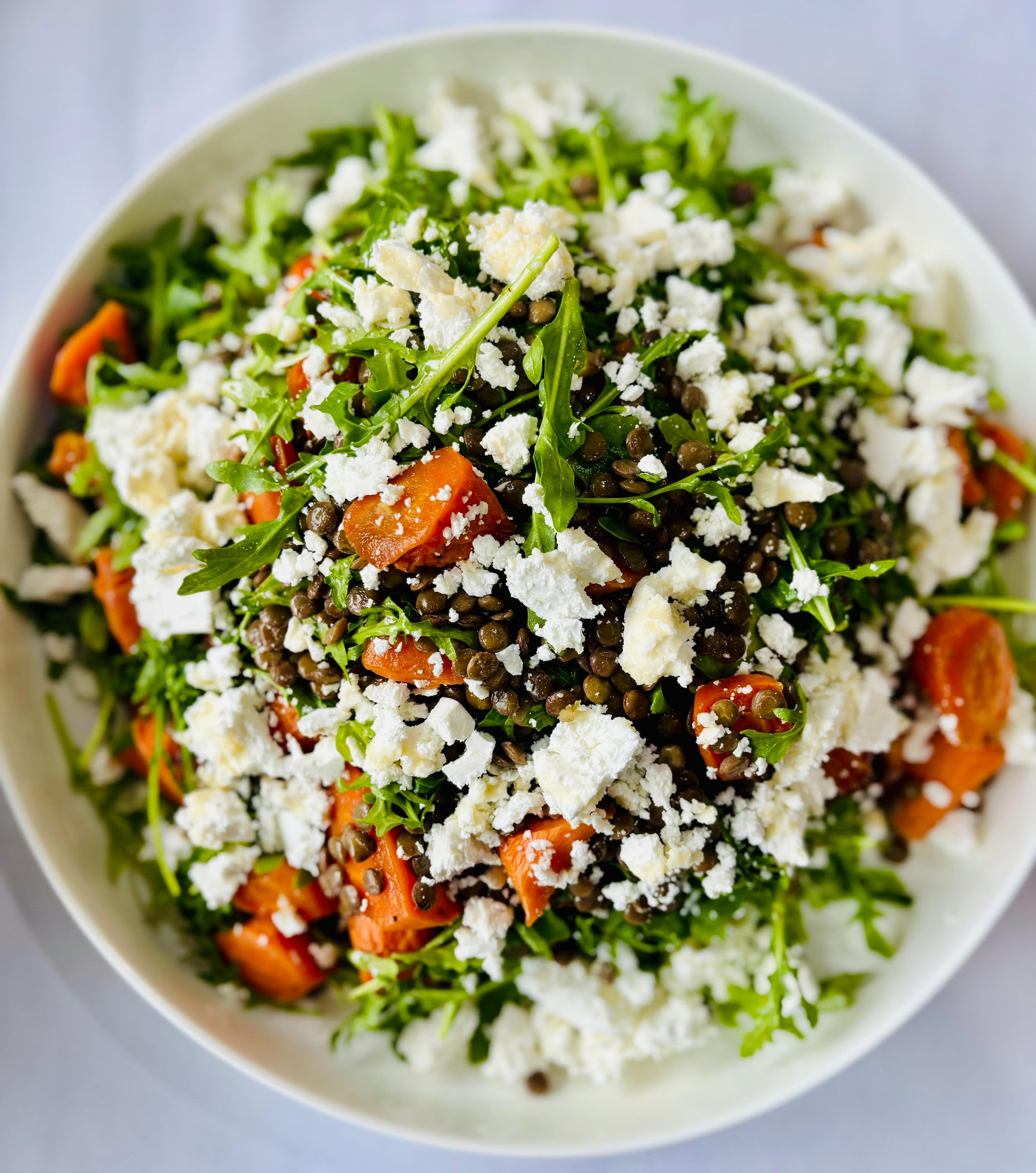 Honey Roasted Carrots, Lentil, Rocket & Feta Salad