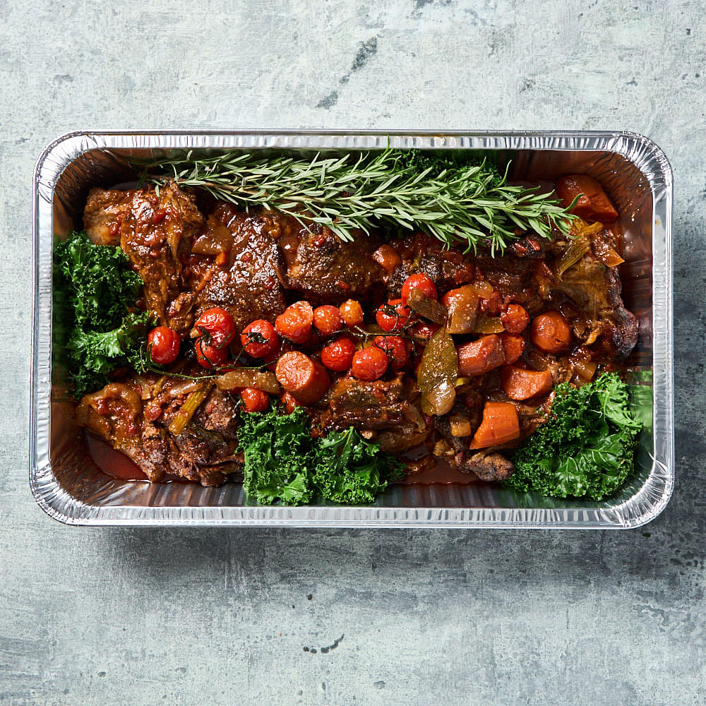 Slow Cooked Lamb Shoulder, Homemade Tomato & Red Wine Sauce