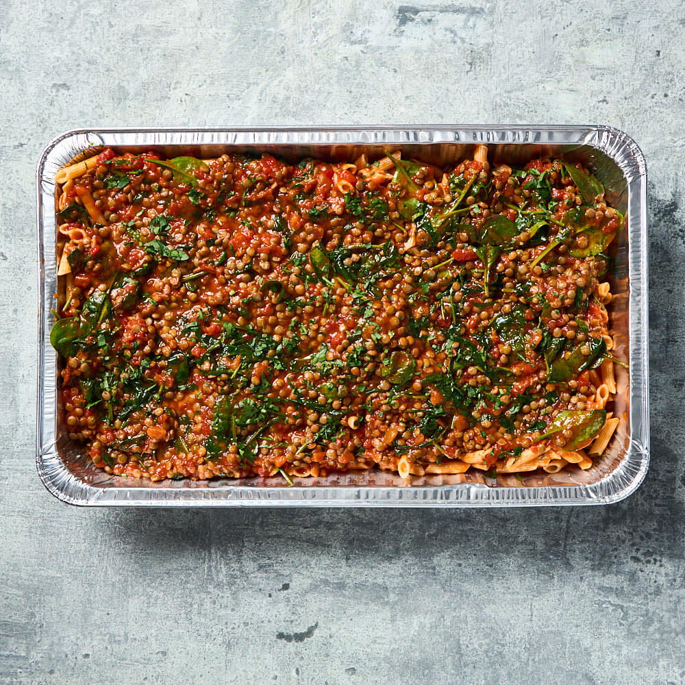 Spinach, Lentil, Vine Tomatoes & Vegan Cheese