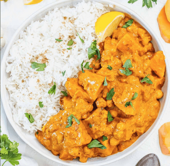 Cauliflower, Sweet Potato Curry & Rice