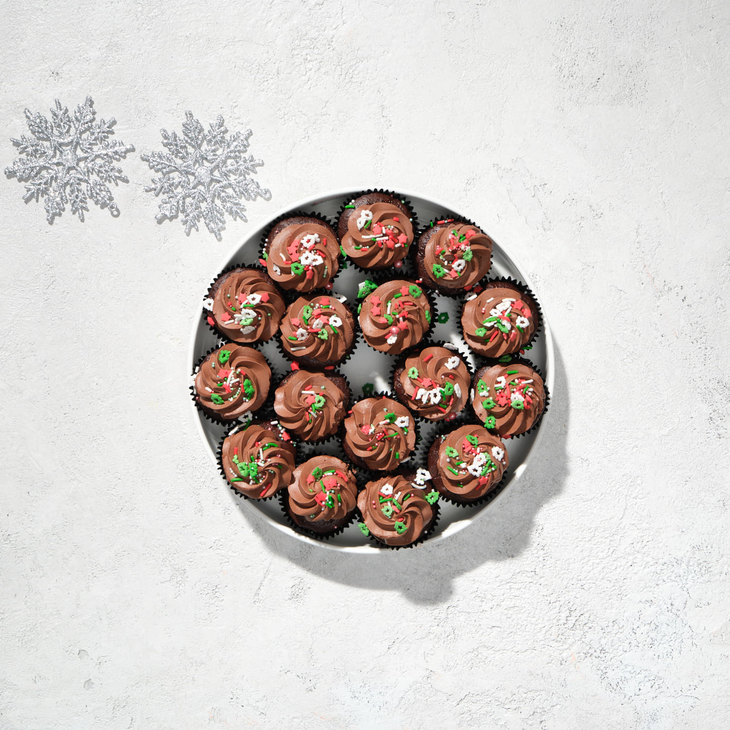 Christmas Sprinkle Chocolate Cupcakes