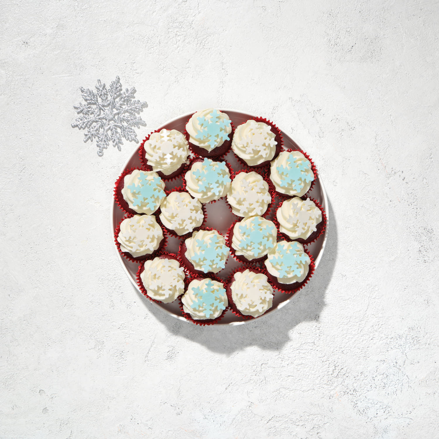 Snowflake Red Velvet Cupcakes