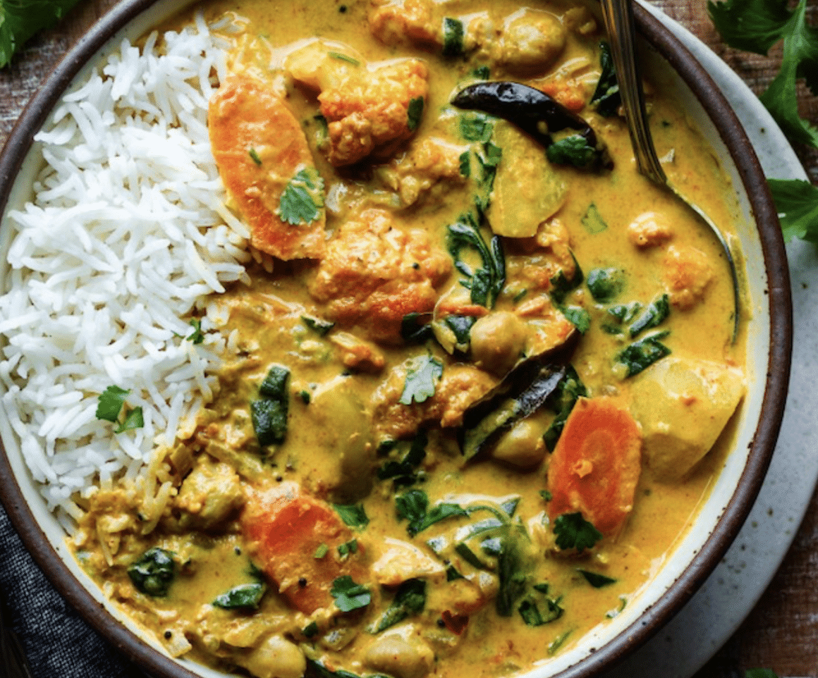 Indian Style Coconut Veggie Curry & Rice