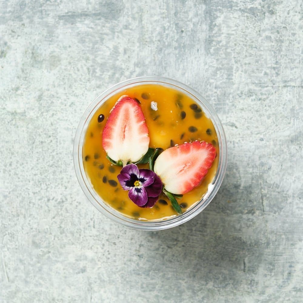 R U OK? Day* - Passionfruit Coulis & Yoghurt topped with Strawberries