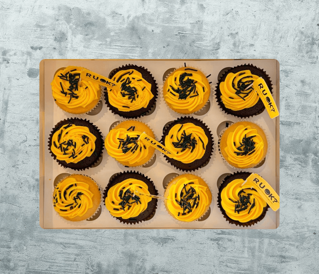 R U OK? Day* - Premium Cupcakes topped with Yellow Flag