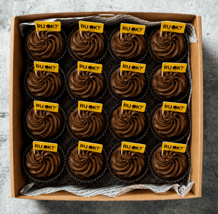 R U OK? Day* - Double Chocolate Cupcake topped with Yellow Flag