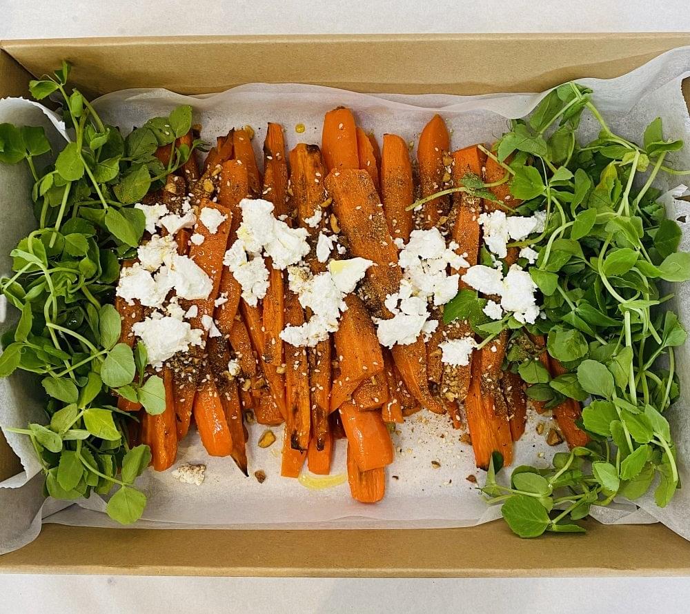 Roasted Honey Carrots with Feta, Dukkah & Extra Virgin Olive Oil