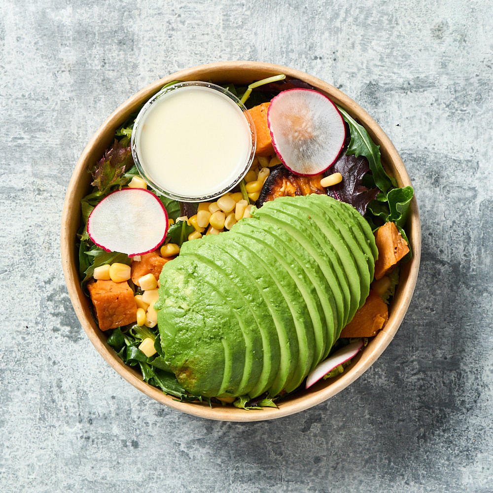 Roasted Sweet Potato, Corn & Avocado Salad