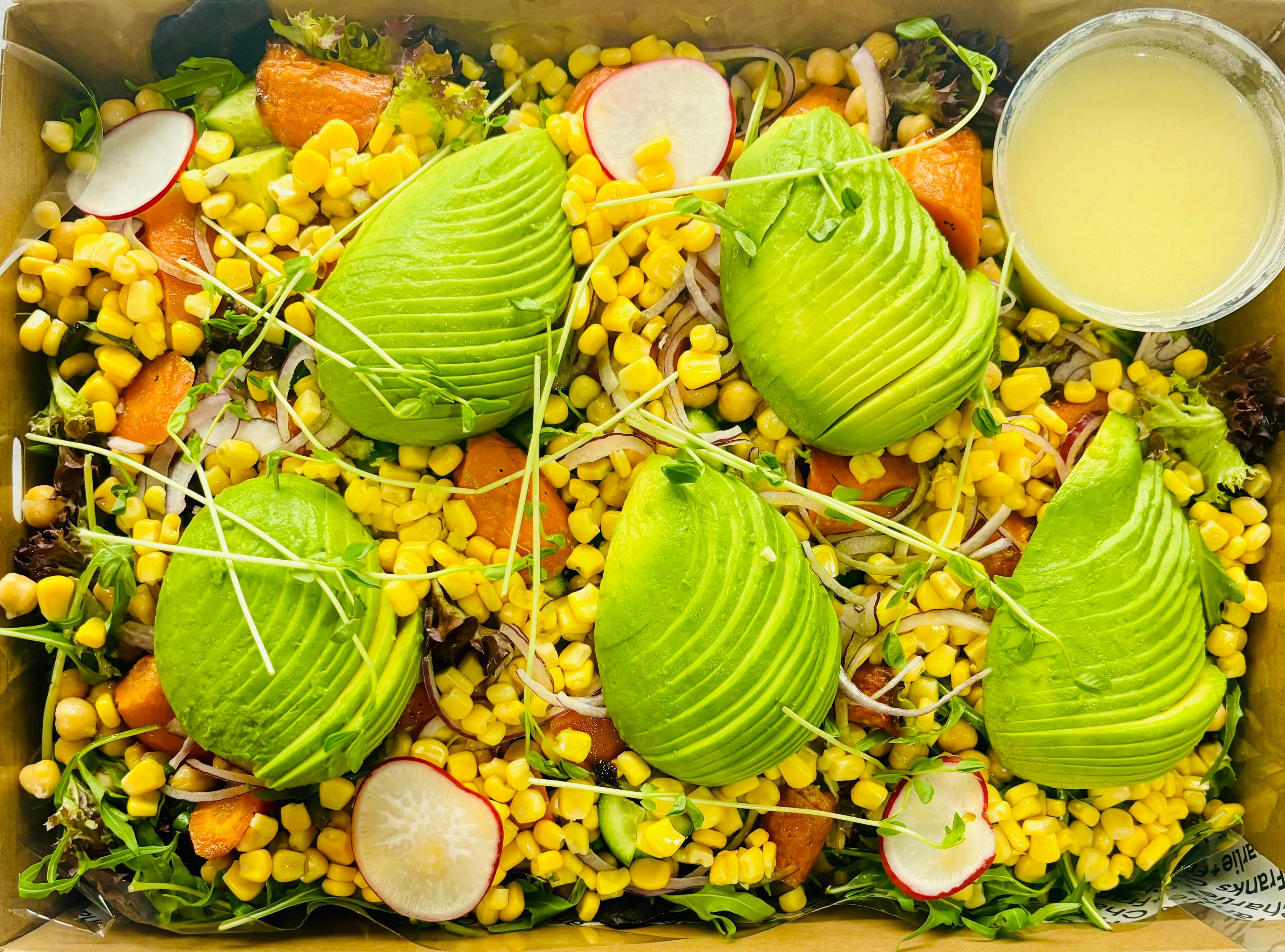 Roasted Sweet Potato, Corn & Avocado Salad