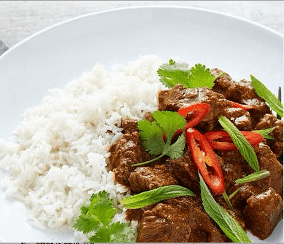 Slow Cooked Madras Beef Curry & Rice