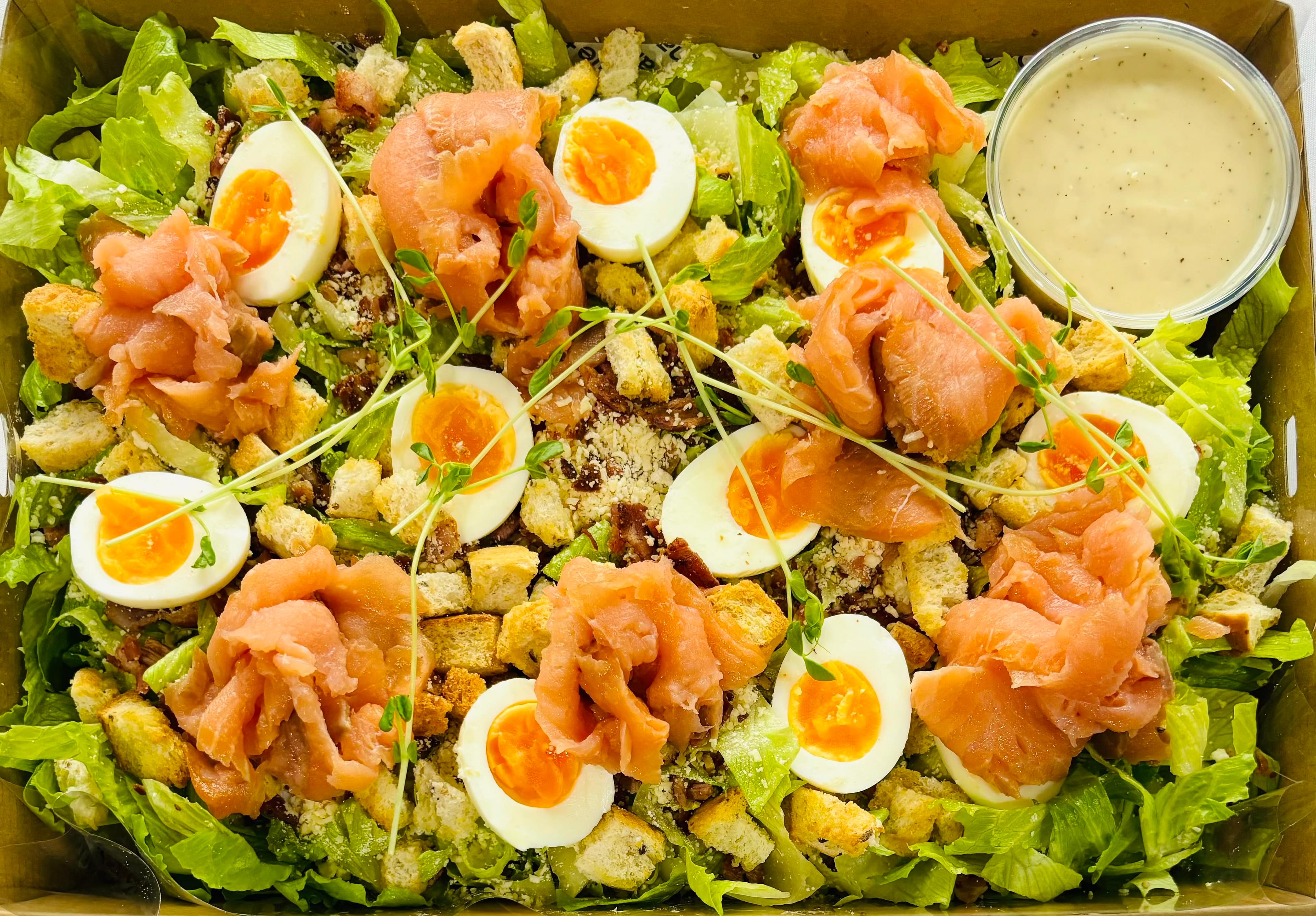 Classic Caesar Salad with Smoked Salmon