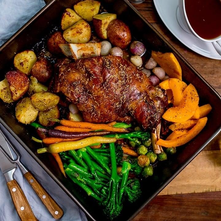 Lamb Shoulder with Winter Roast Vegetables