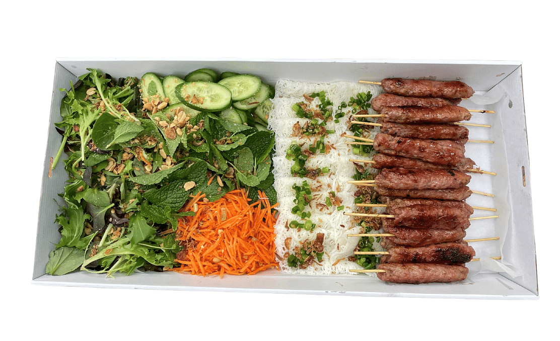 Vietnamese Pork (Nem Nuong) Skewers & Noodle Salad Platter