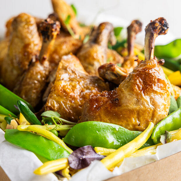 Roasted Chicken & Lemon Aioli + Garlic-Almond Greens