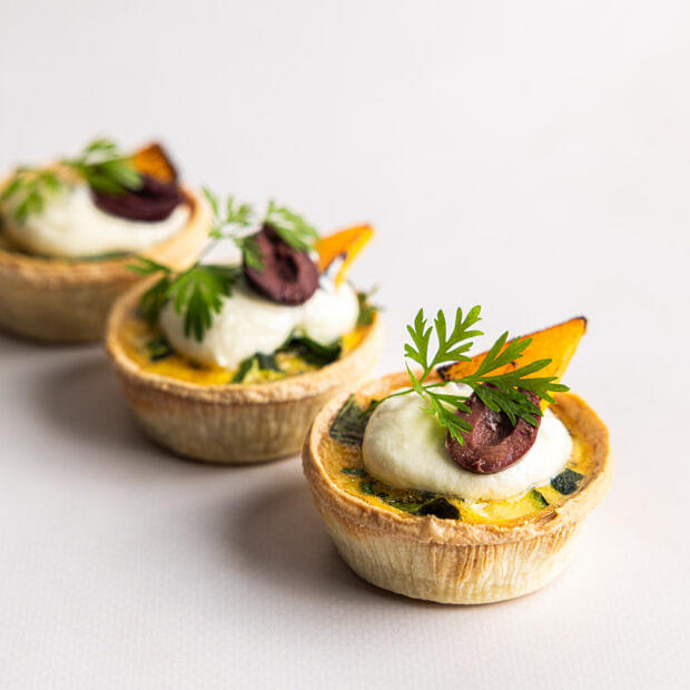 Roasted Pumpkin & Herb Quiche + Feta Cream