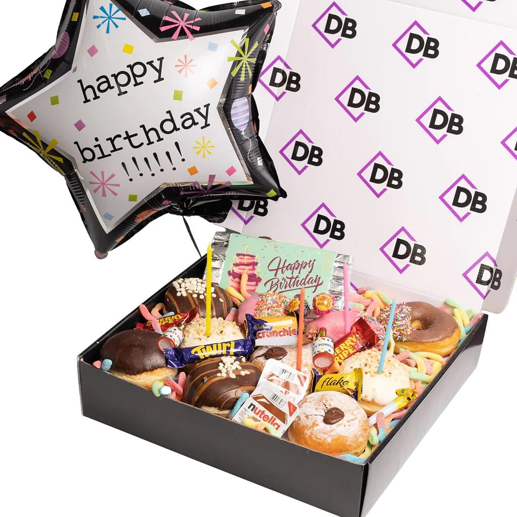 Big Donut Birthday Box & Balloon + Free Shipping