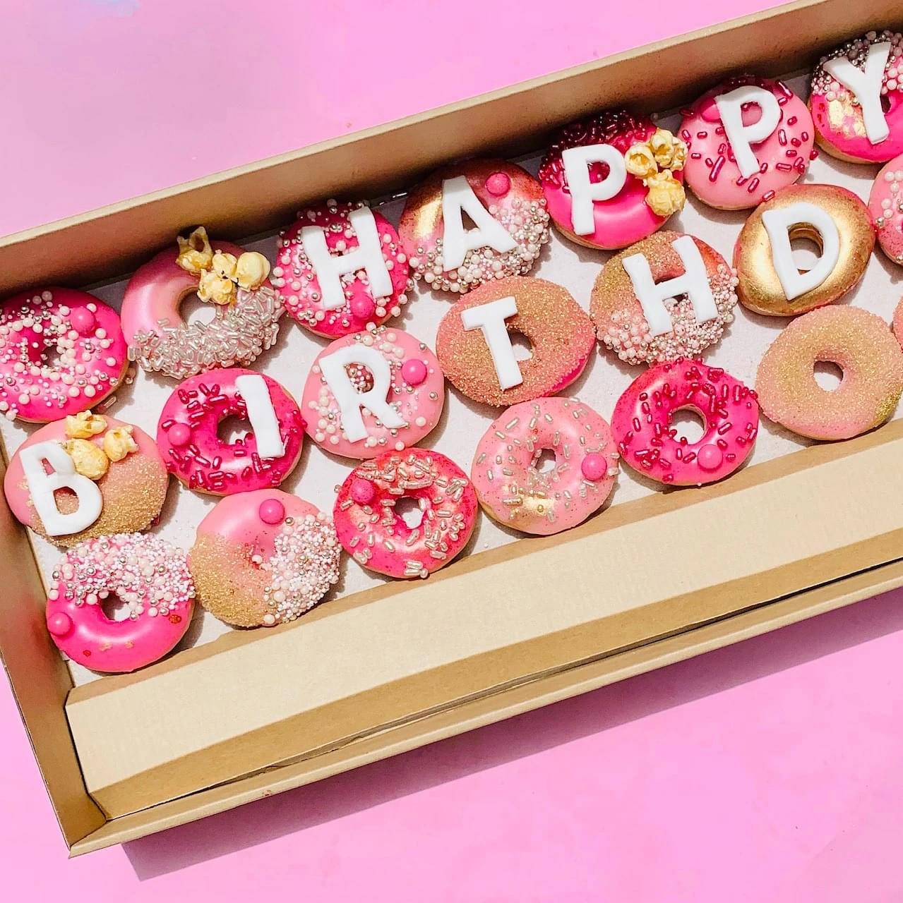 Happy Birthday Mini Donuts - Pretty in Pink