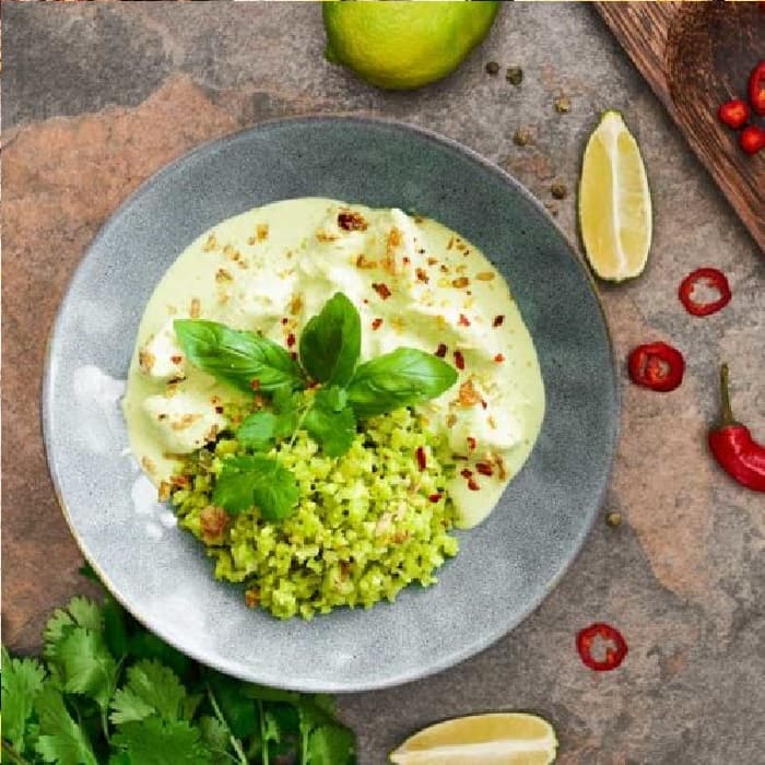 Thai Green Chicken Curry with Broccoli and Cauliflower Rice