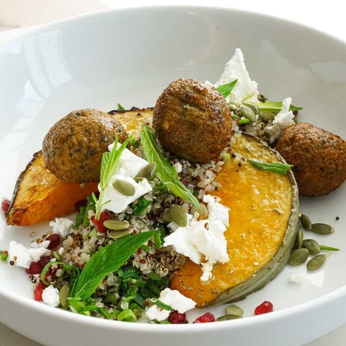 Falafel w Roasted Pumpkin and Ancient Grain