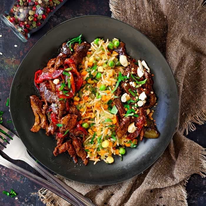 Mongolian Lamb w Spicy Veg Rice