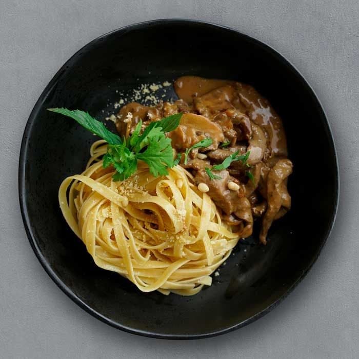 Beef Stroganoff with Fettuccine Pasta