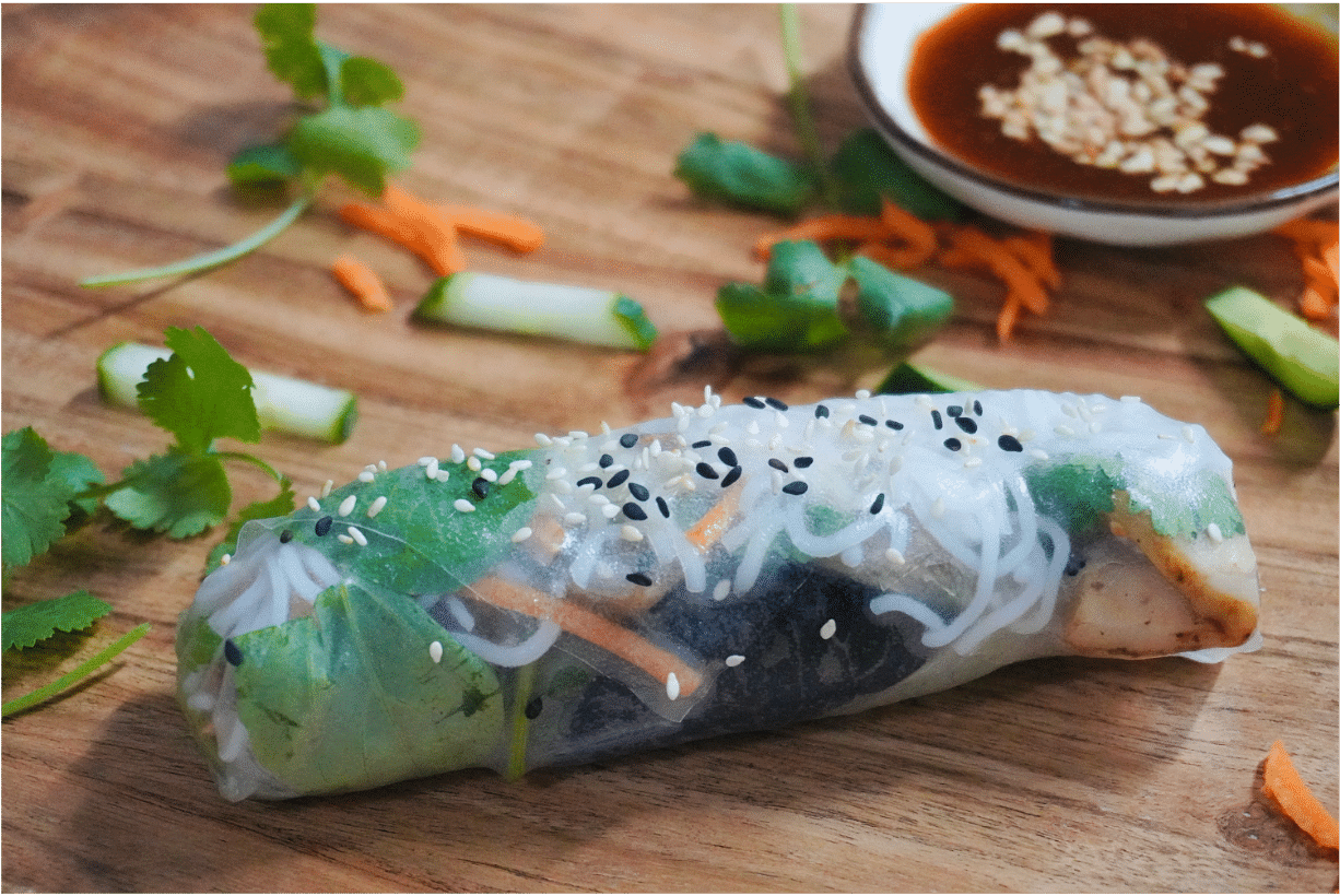 Grilled Sesame Pork Rice Paper Roll