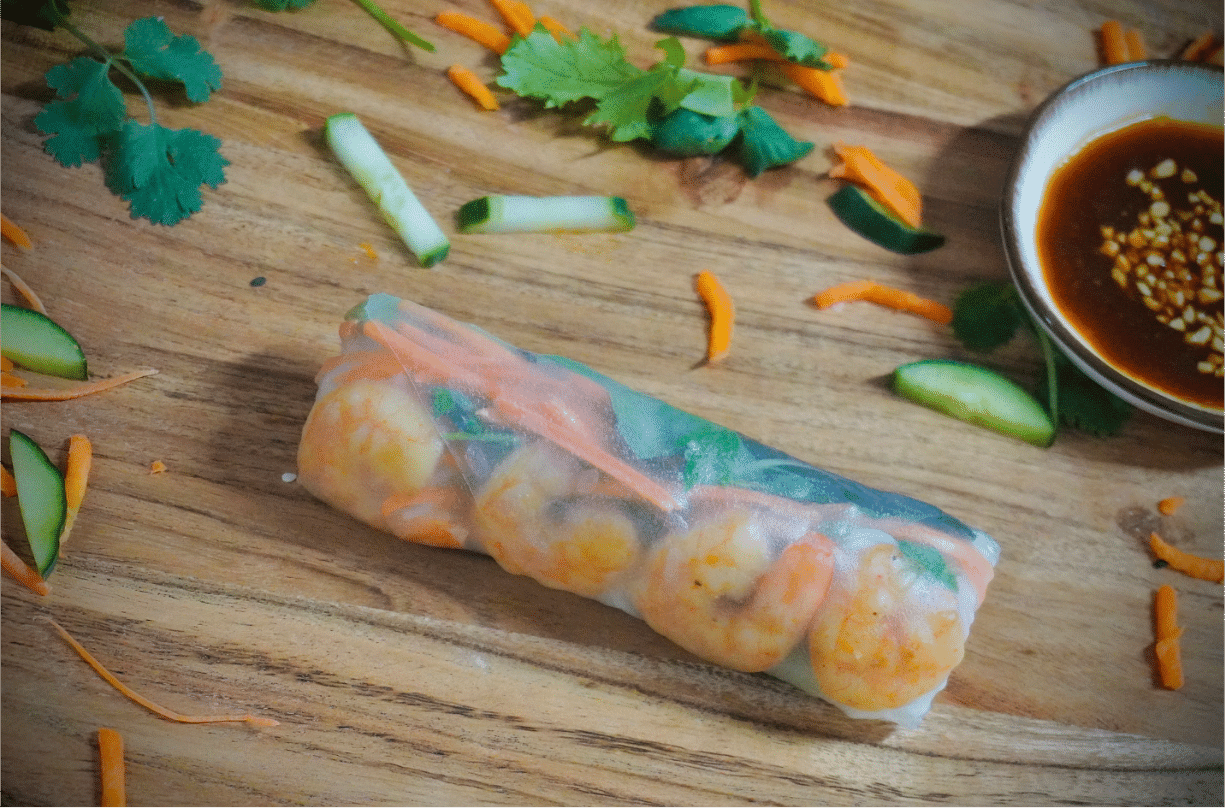 Pepper Garlic Prawn Rice Paper Roll