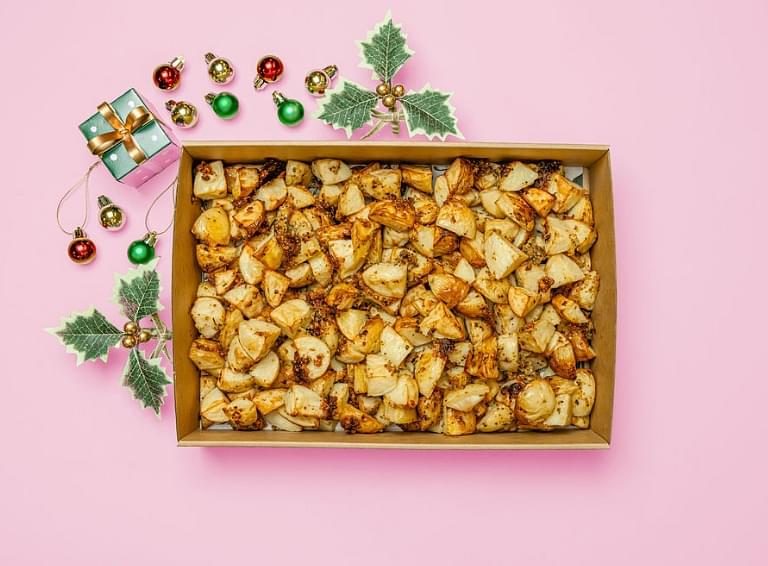 Christmas Garlic Parmesan Chaat Potatoes