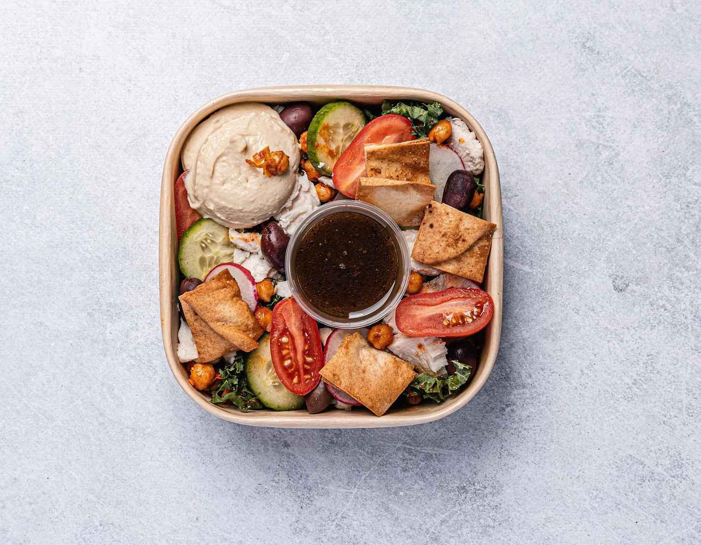 Crunchy Chicken Fattoush Salad Bowl 
