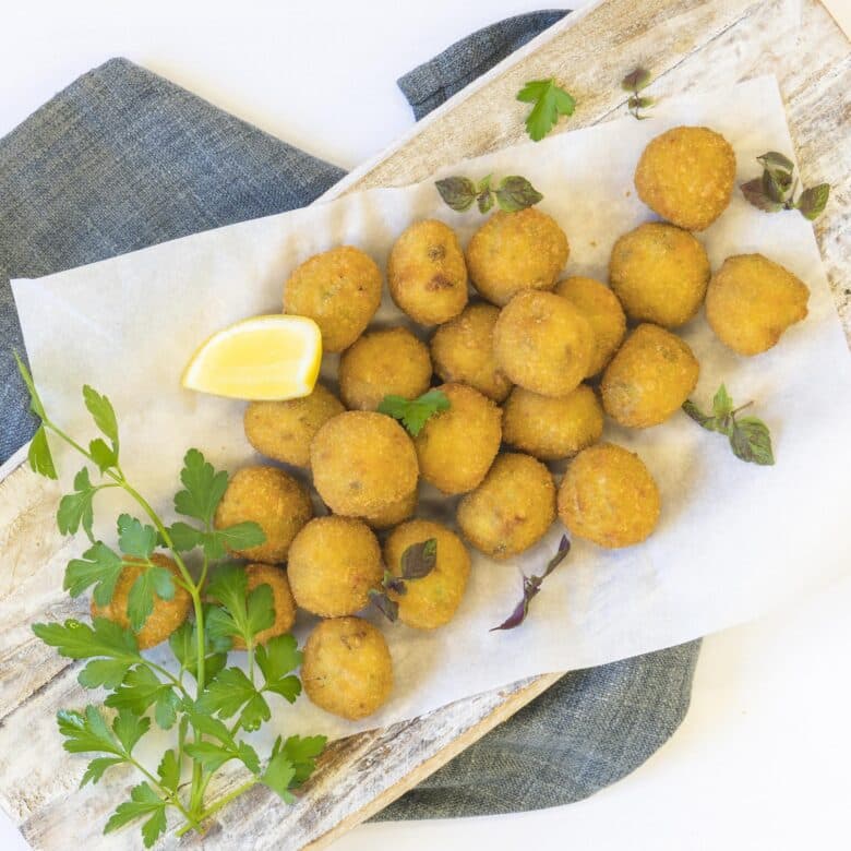 Chicken & Mushroom Arancini, Lemon Myrtle Mayo