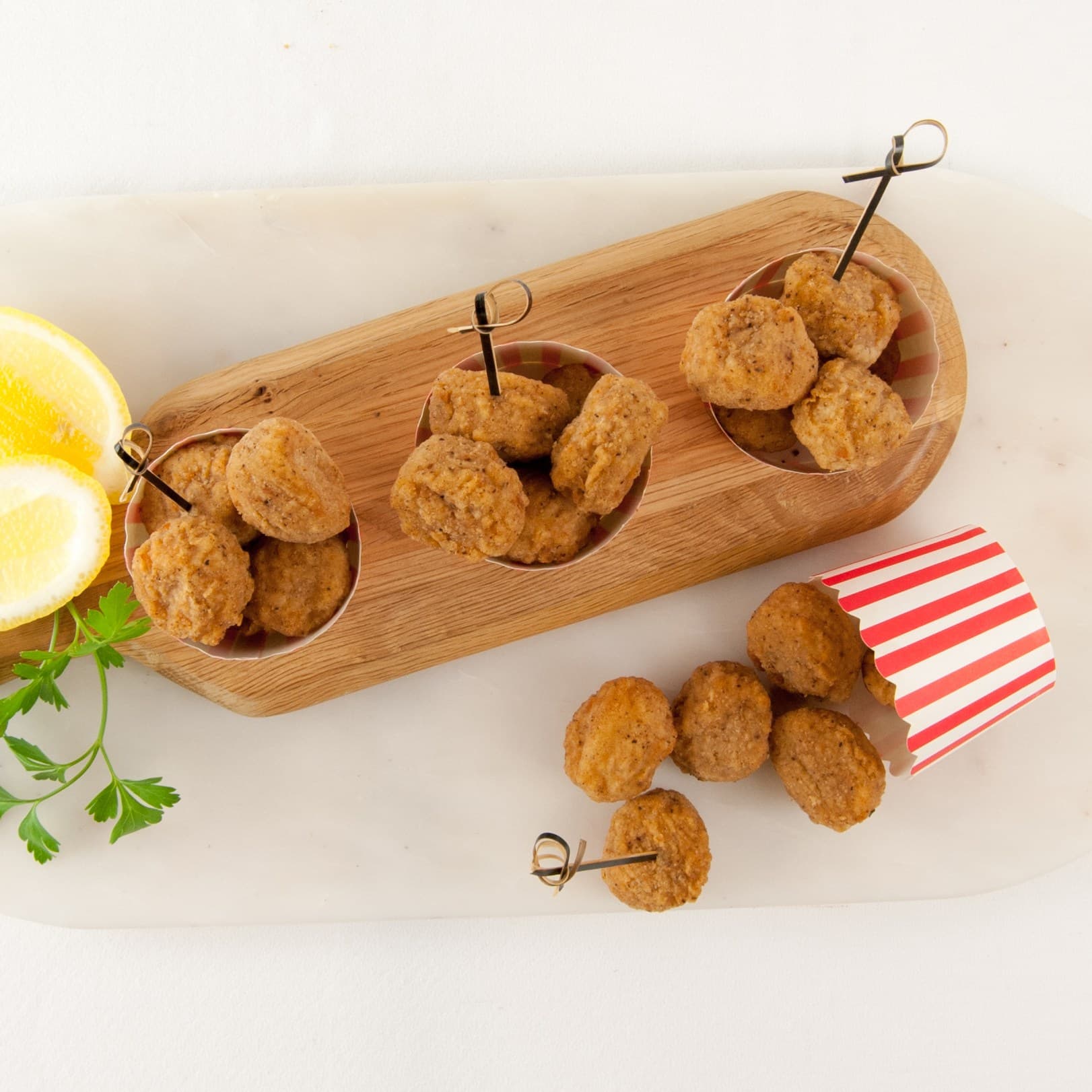 Crispy Popcorn Chicken Cups, Lemon Myrtle Seasoning & Creamy Bush Herb Ranch