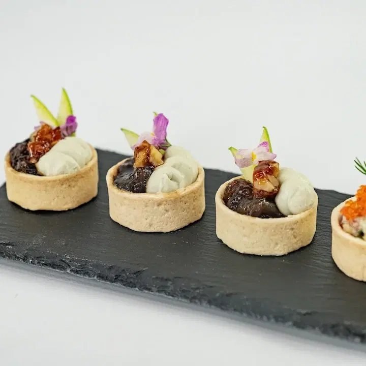 Candied Walnut, Caramelised Onion, Gorgonzola Cream, Fresh Apple Tartlet