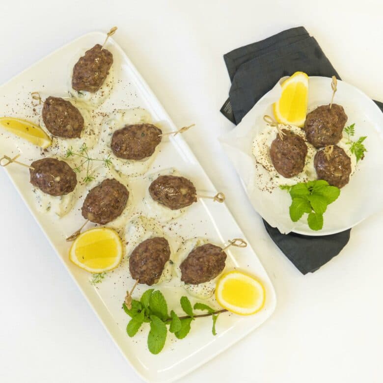 Saltbush Lamb & Native Mint Kofta with Pickled Cucumber & Lemon Myrtle Raita