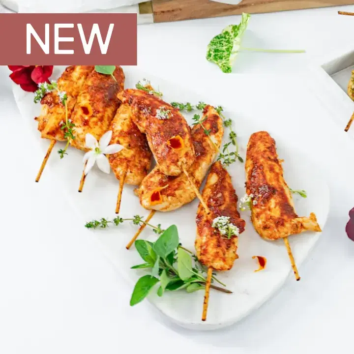 Portuguese-style Chicken Skewer, Cracked Pepper, Coriander - Lemon Yoghurt
